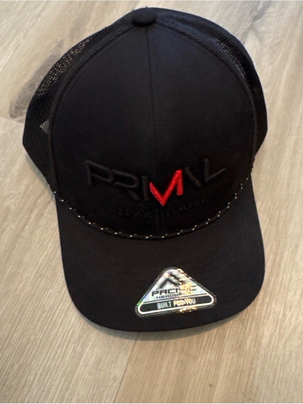 Black Trucker Cap with Red Accent